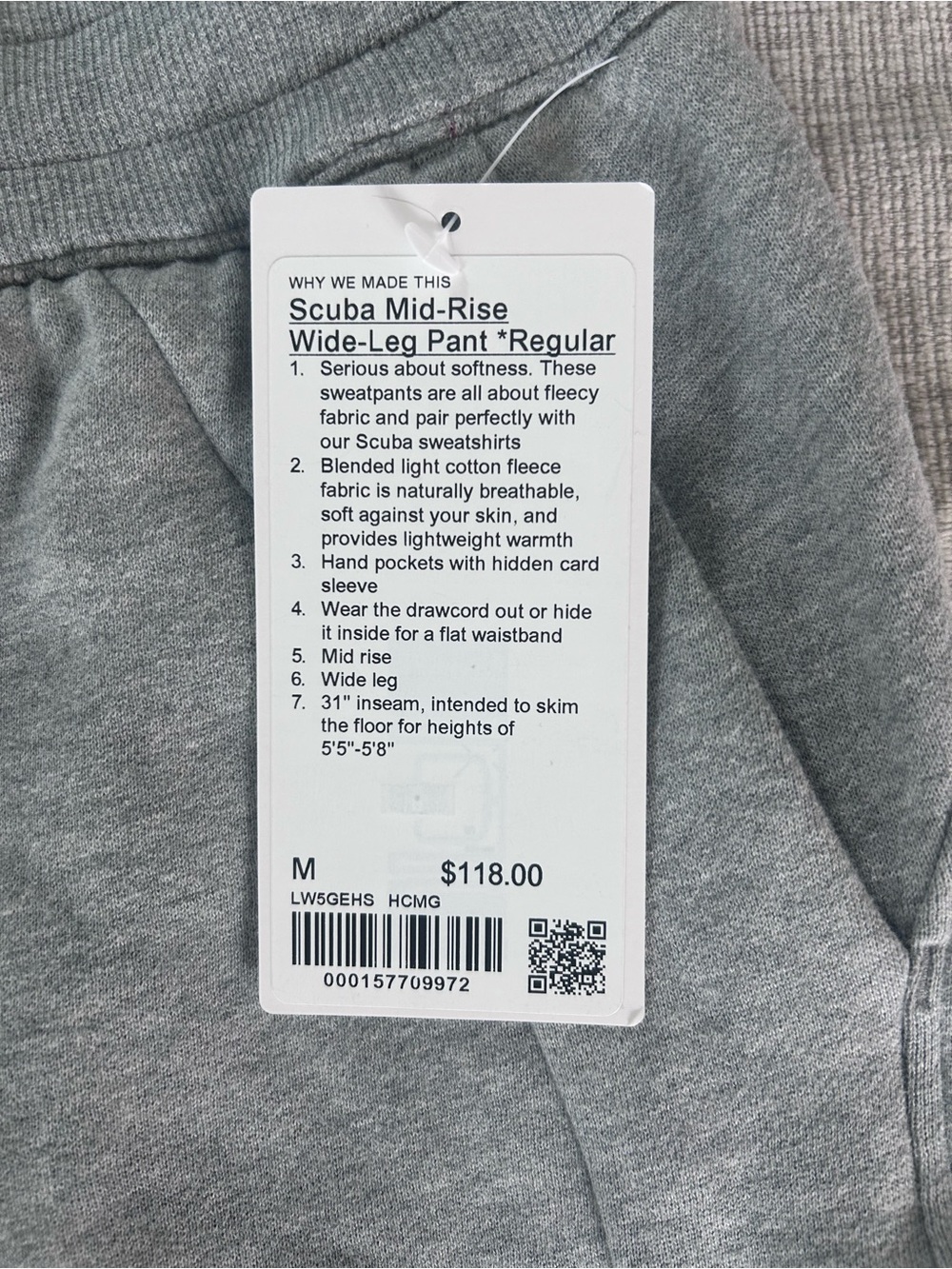 Women’s Grey Lululemon Scuba Mid-Rise Wide Leg Pant. Size M. - Picture 3 of 4